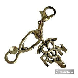 Medical Nursing RN Caduceus Stethoscope Clip On Charm Bracelet Zipper Pull